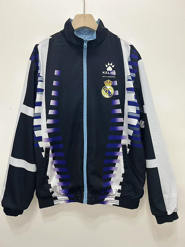 97-98 Retro Real Madrid Trench Coat Reversible Windbreaker Double Sides Jacket S-3XL