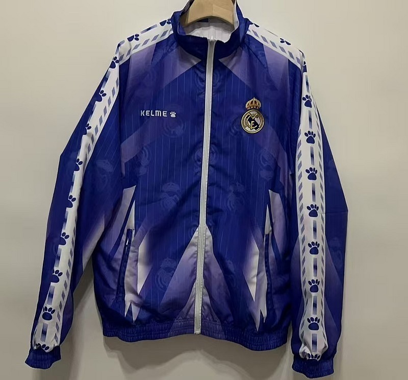 96-97 Retro Real Madrid Trench Coat Reversible Windbreaker Double Sides Jacket S-3XL